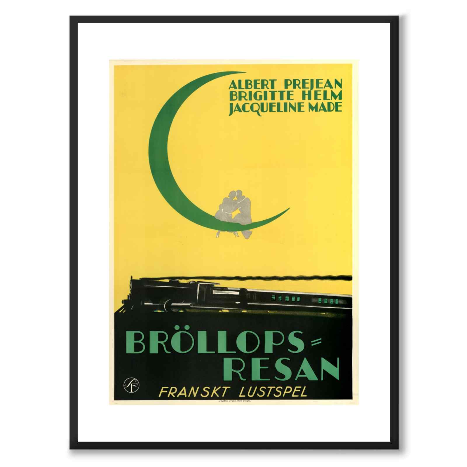 The Honeymoon - French Farce as a vintage illustration and poster from Historly – with white border without title