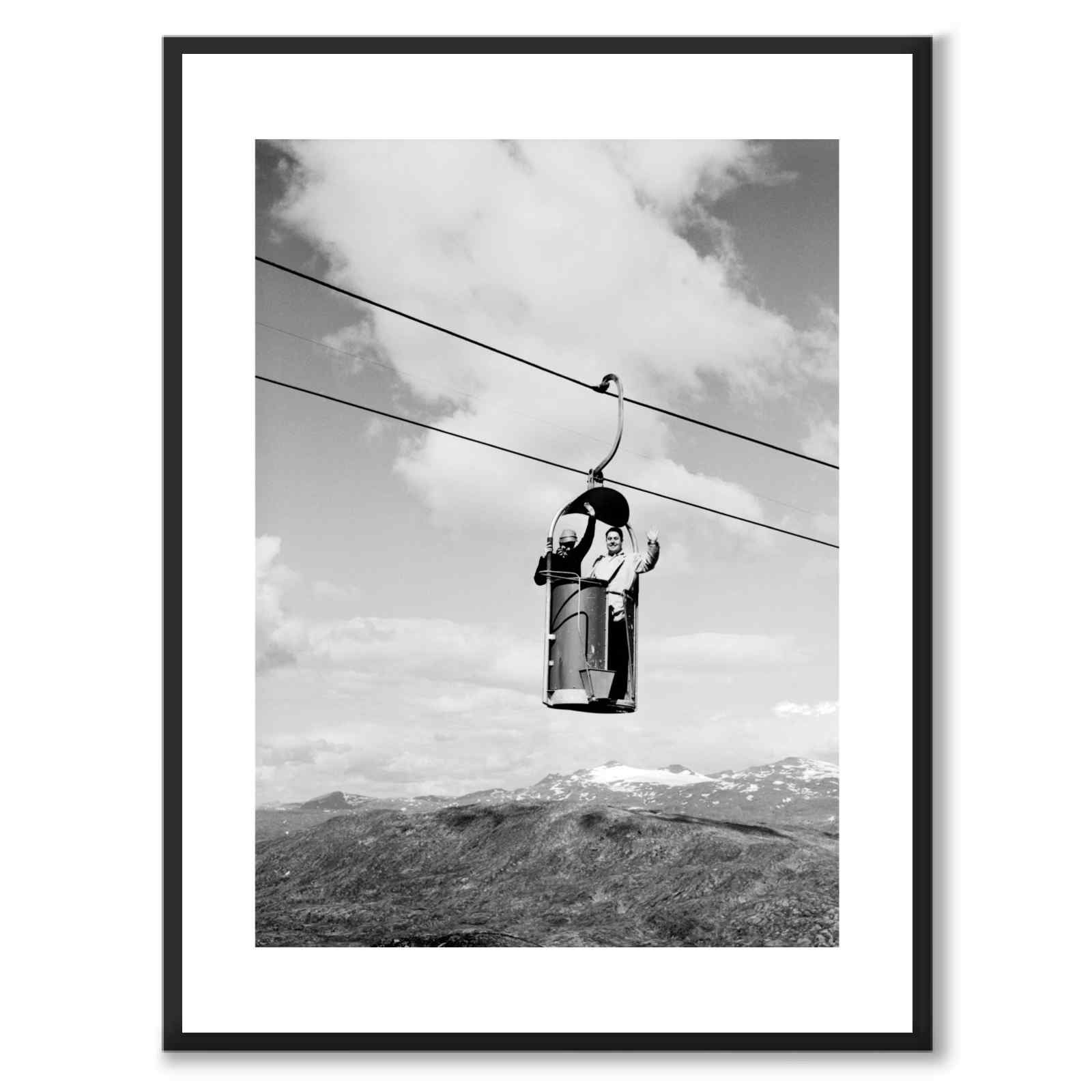The Cable Car, Riksgränsen 1956 as a historic photograph and poster from Historly – with white border without title