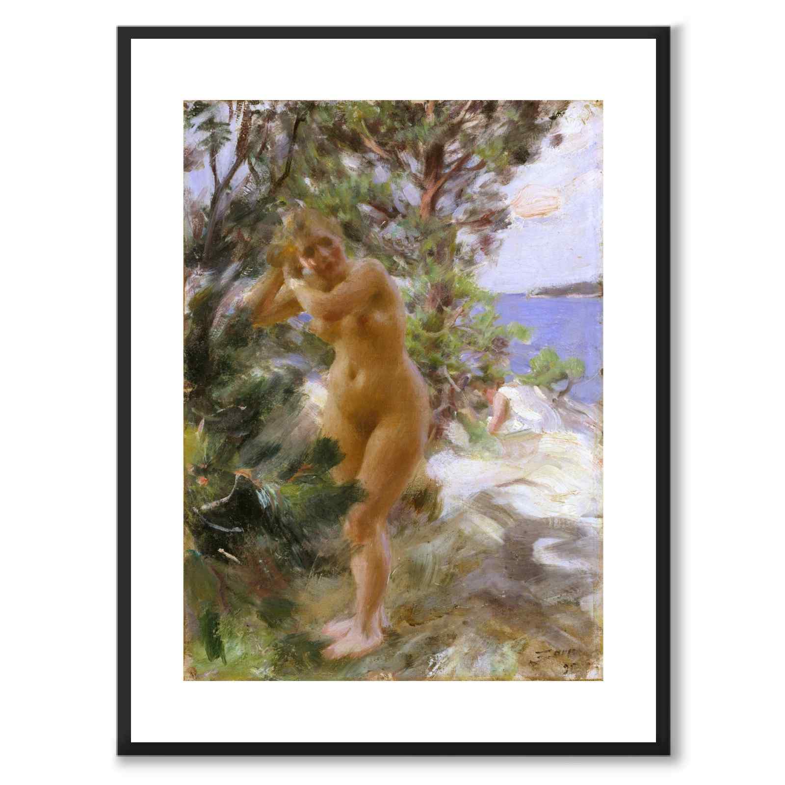 Efter Badet av Anders Zorn som poster från Historly – med vit kant utan titel