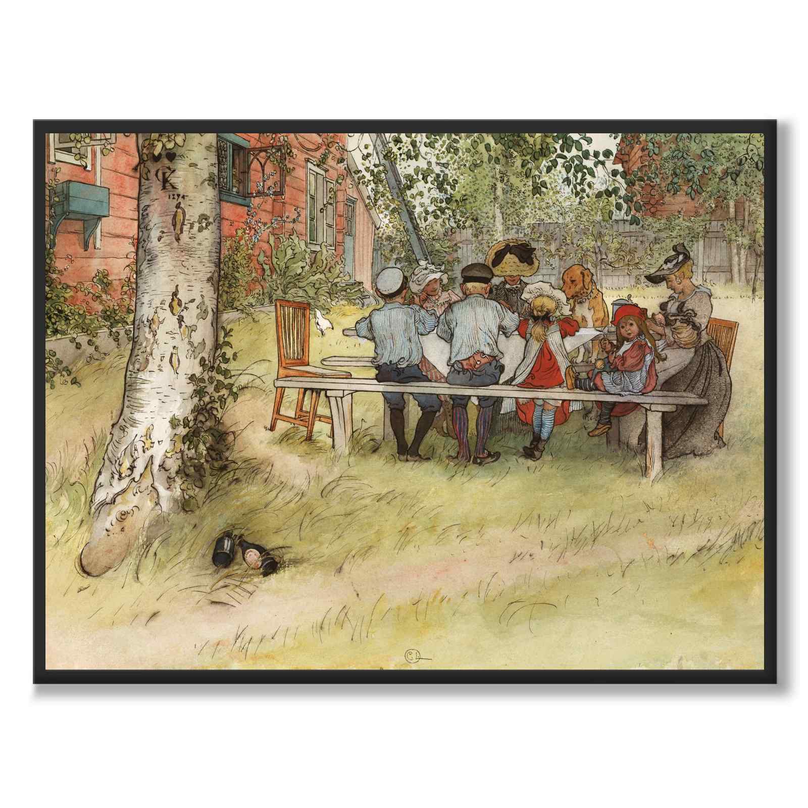 Frukost under Stora Björken av Carl Larsson som konstposter från Historly – helbild utan vit kant