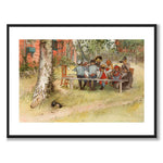 Frukost under Stora Björken av Carl Larsson som konstposter från Historly – med vit kant utan titel