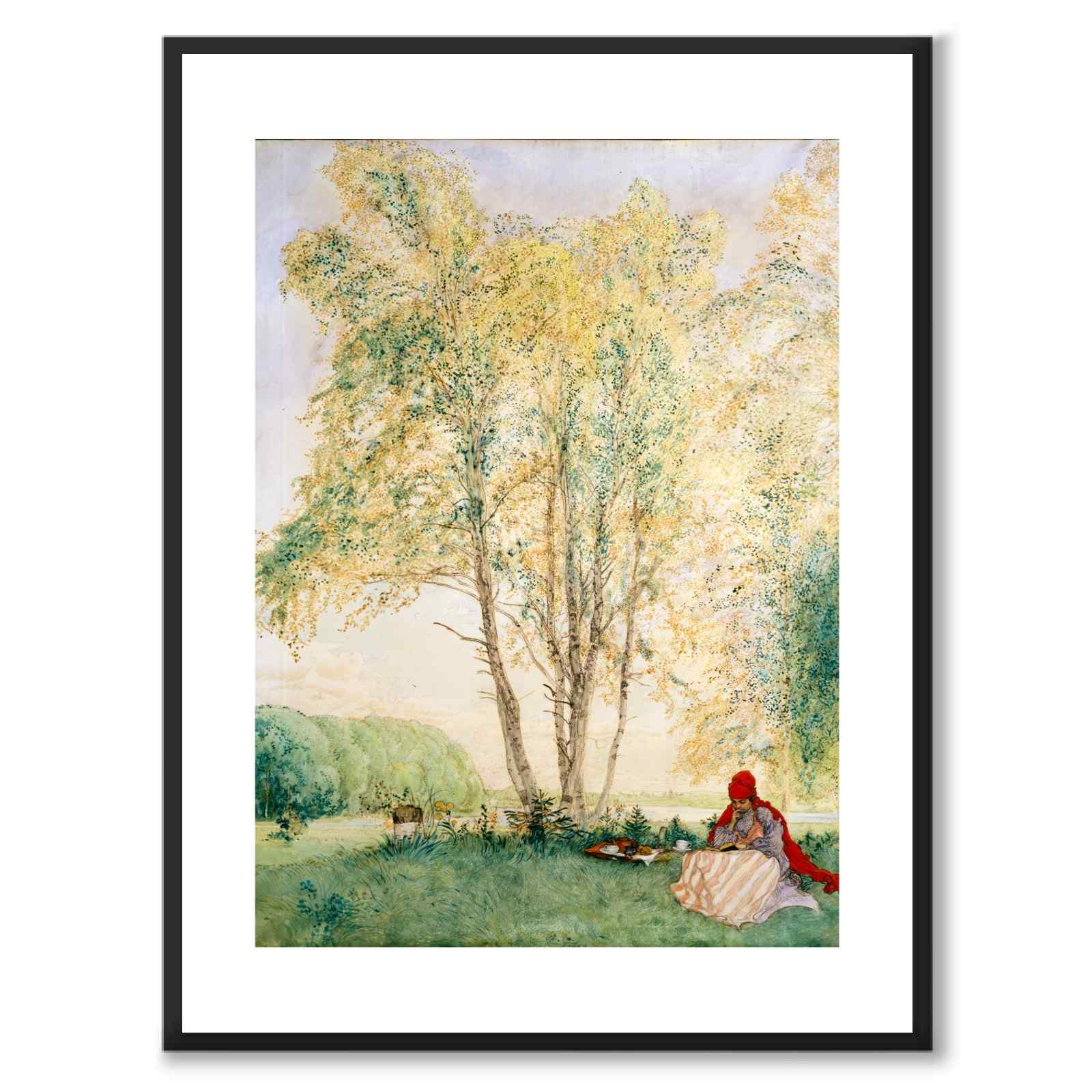 Under Björkarna av Carl Larsson som konstposter från Historly – med vit kant utan titel