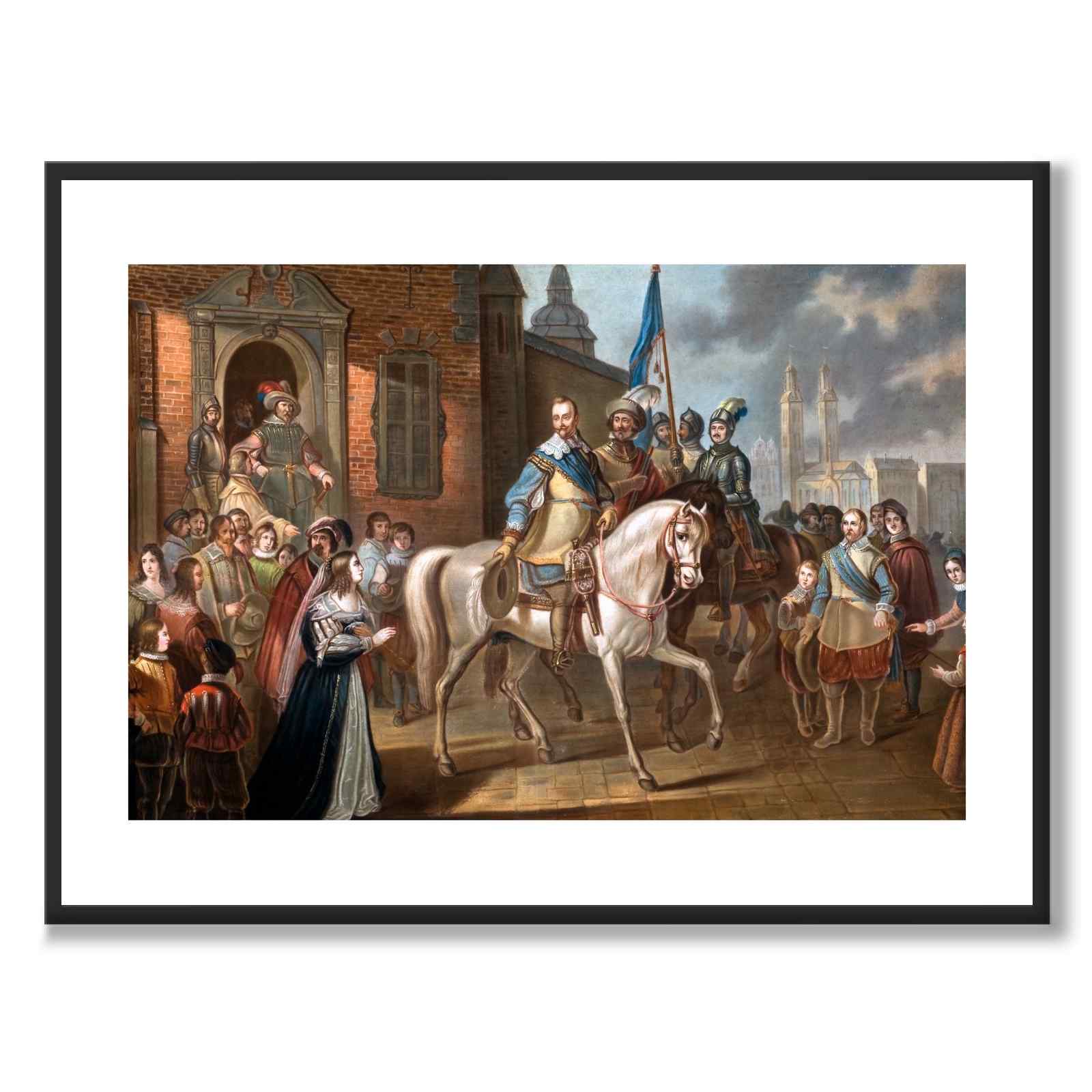 Gustav II Adolfs Avsked som konstposter från Historly – med vit kant utan titel