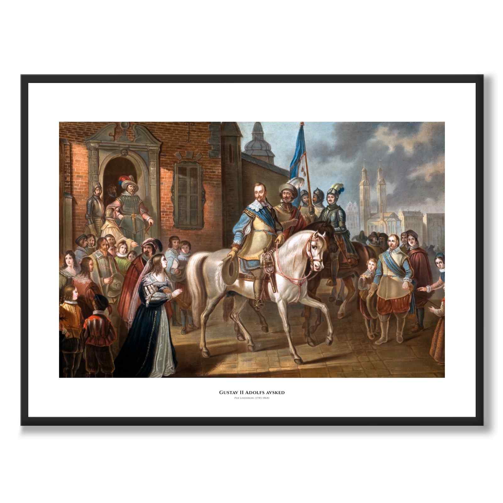 Gustav II Adolfs Avsked som konstposter från Historly – med vit kant och titel