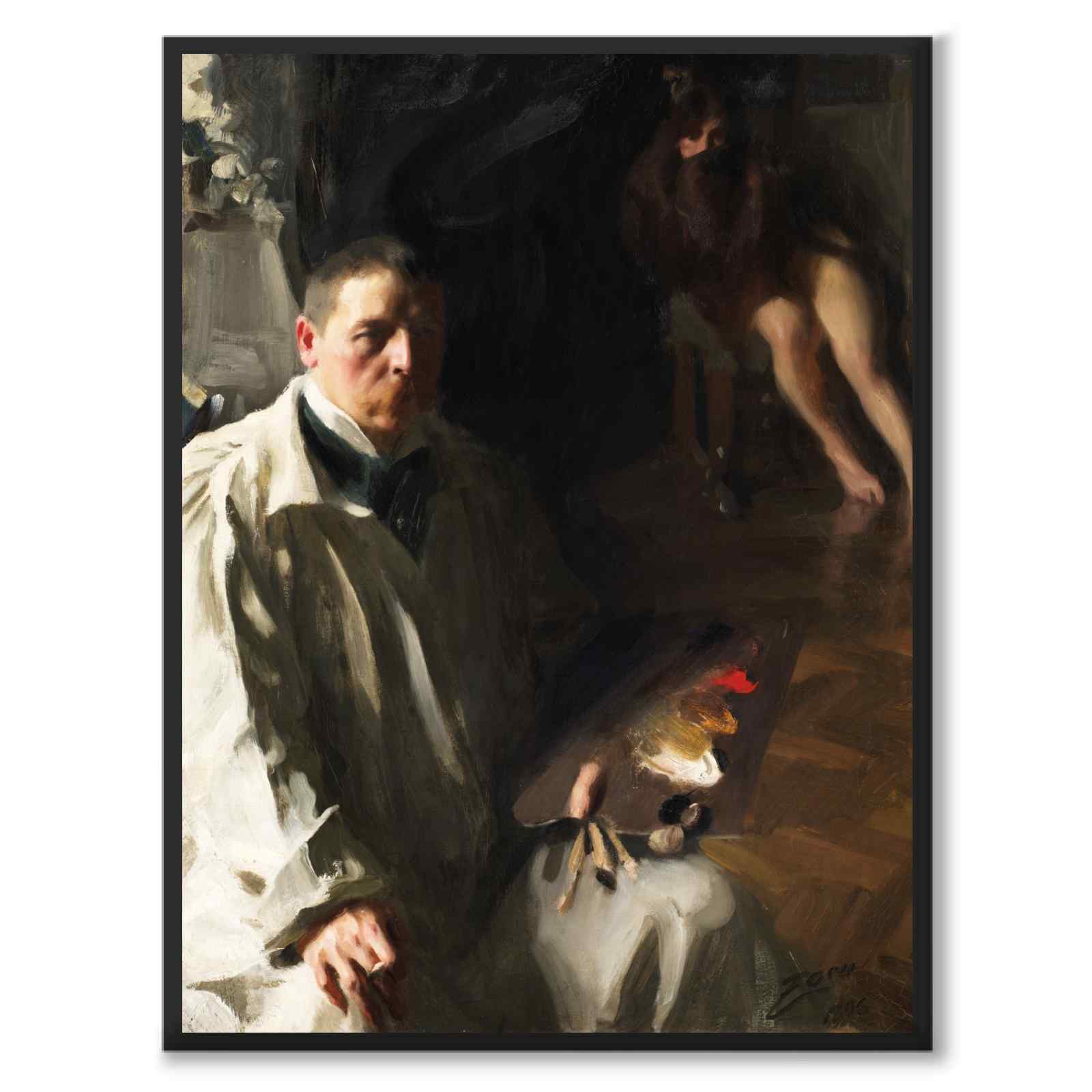 Självporträtt Anders Zorn som poster från Historly – helbild utan vit kant