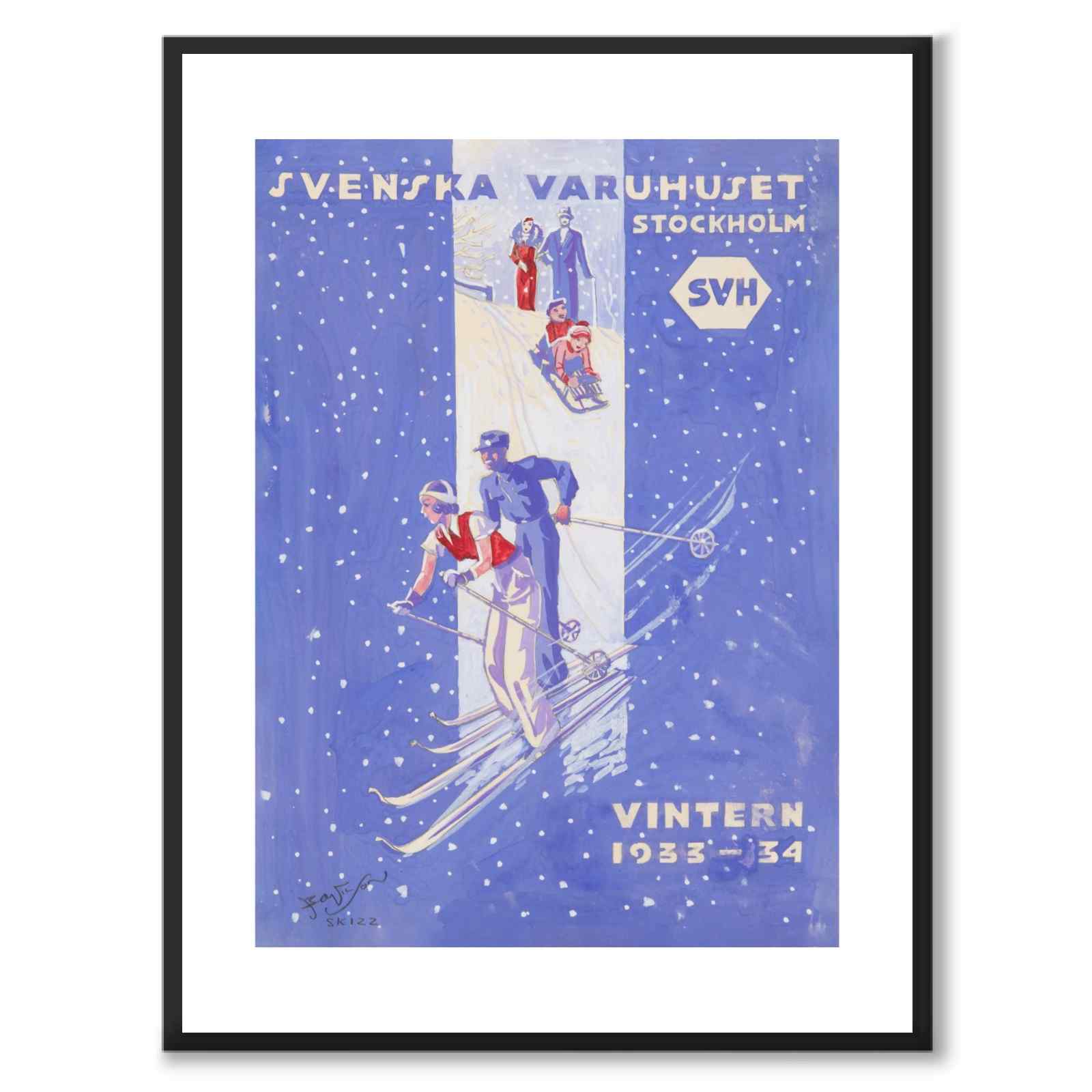 Svenska Varuhuset Stockholm as a vintage illustration and poster from Historly – with white border without title