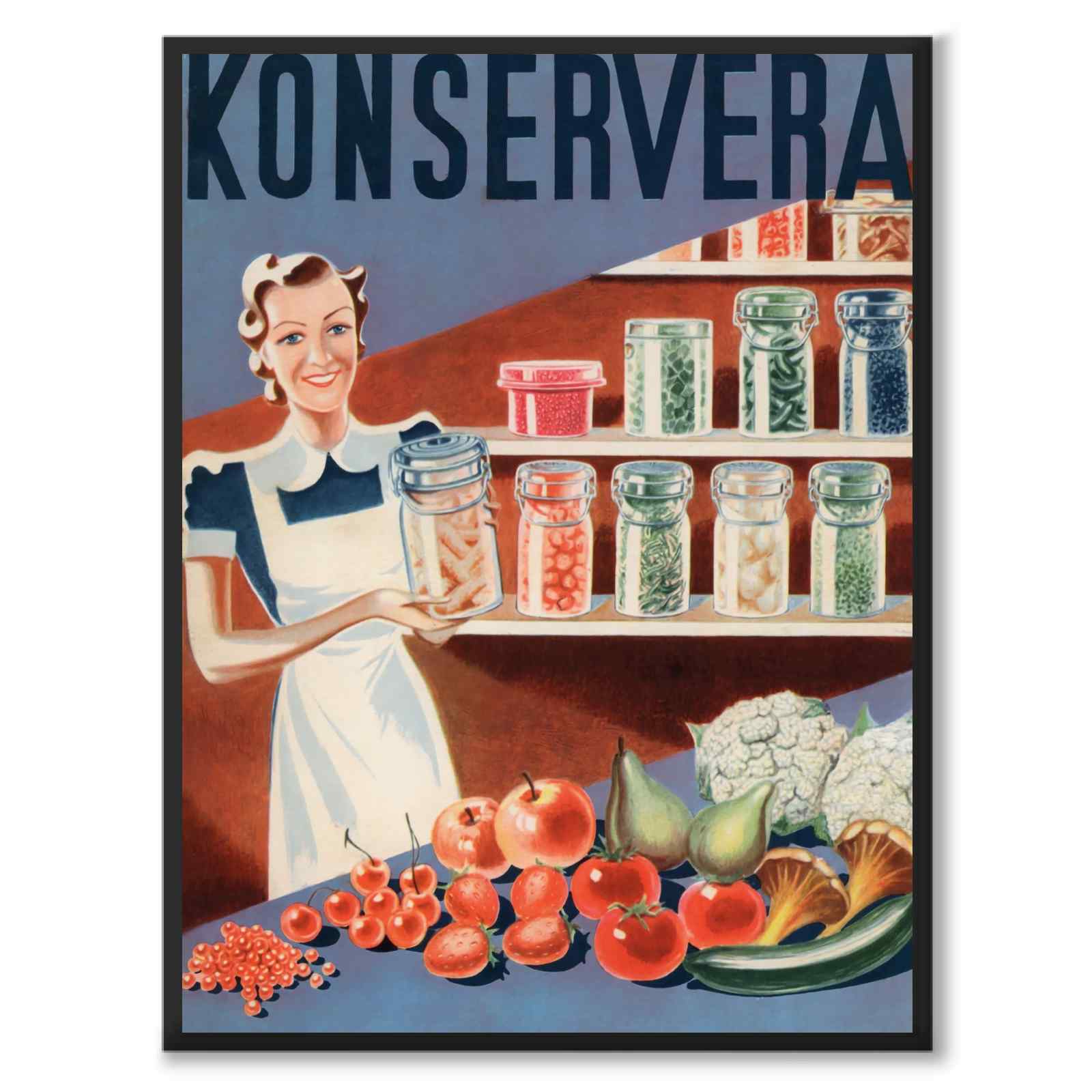 Konservera som vintageillustration och poster från Historly – helbild utan vit kant