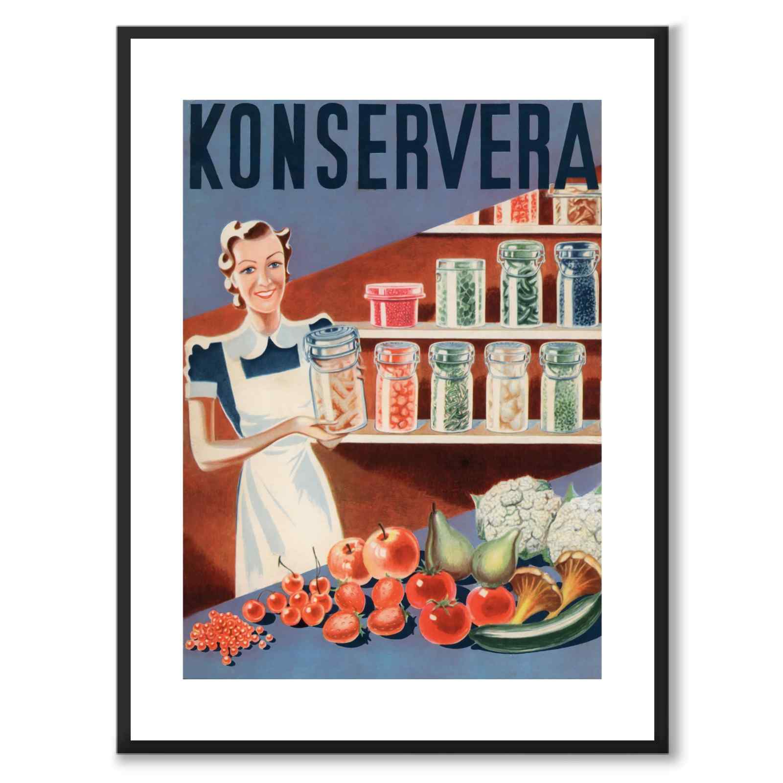 Konservera som vintageillustration och poster från Historly – med vit kant utan titel
