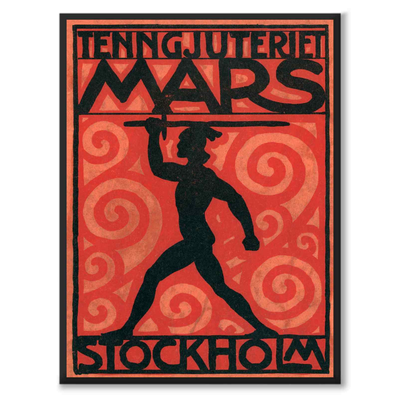 Tenngjuteriet Mars som vintageillustration och poster från Historly – helbild utan vit kant