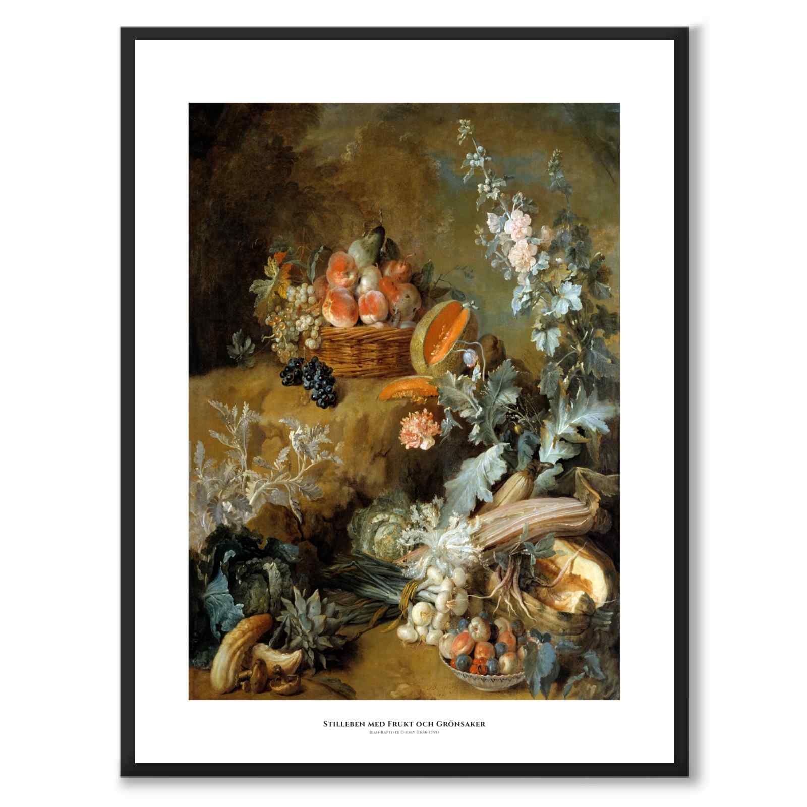 Still Life with Fruit and Vegetables as an art poster from Historly – with white border and title