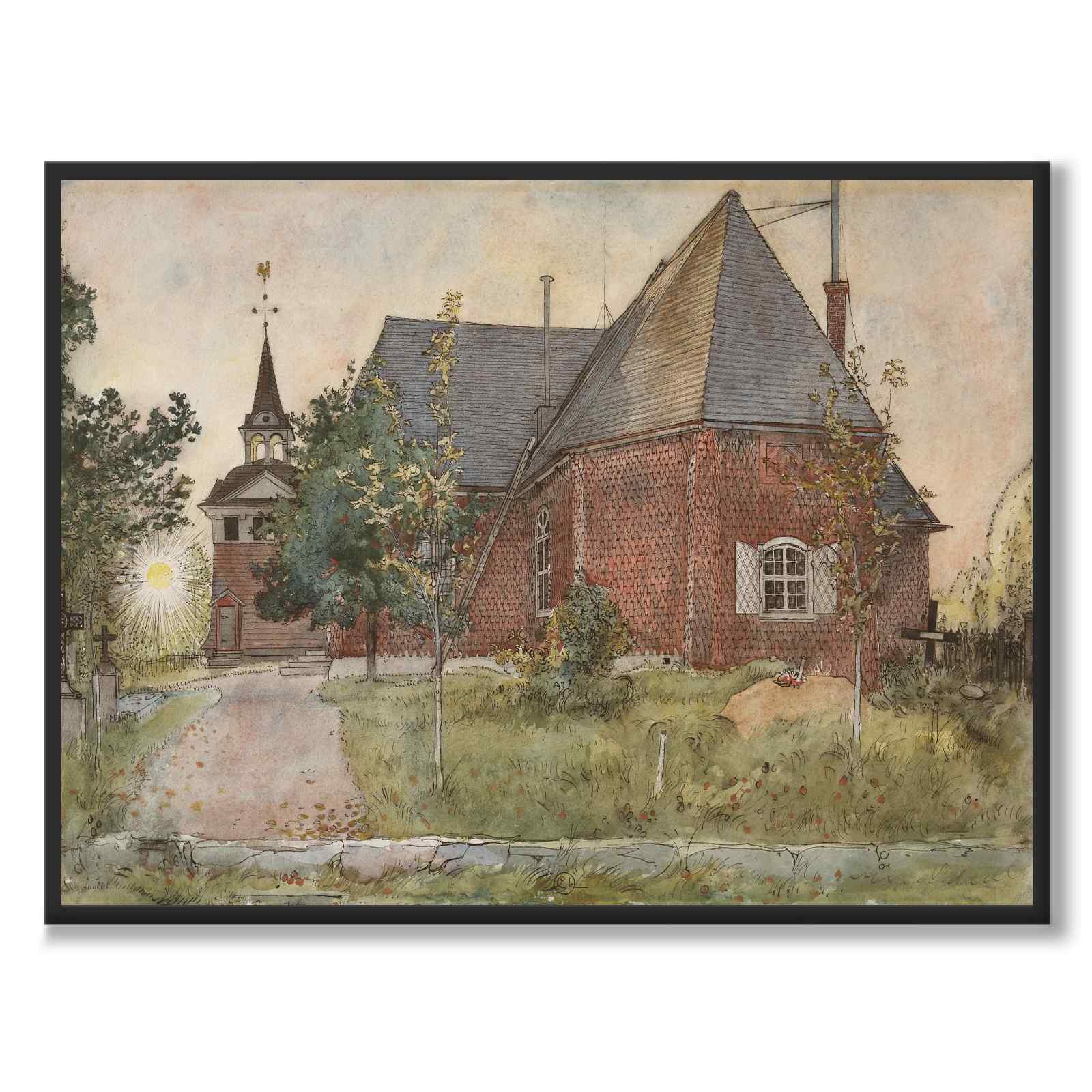 Sundborns Gamla Kyrka av Carl Larsson som konstposter från Historly – helbild utan vit kant