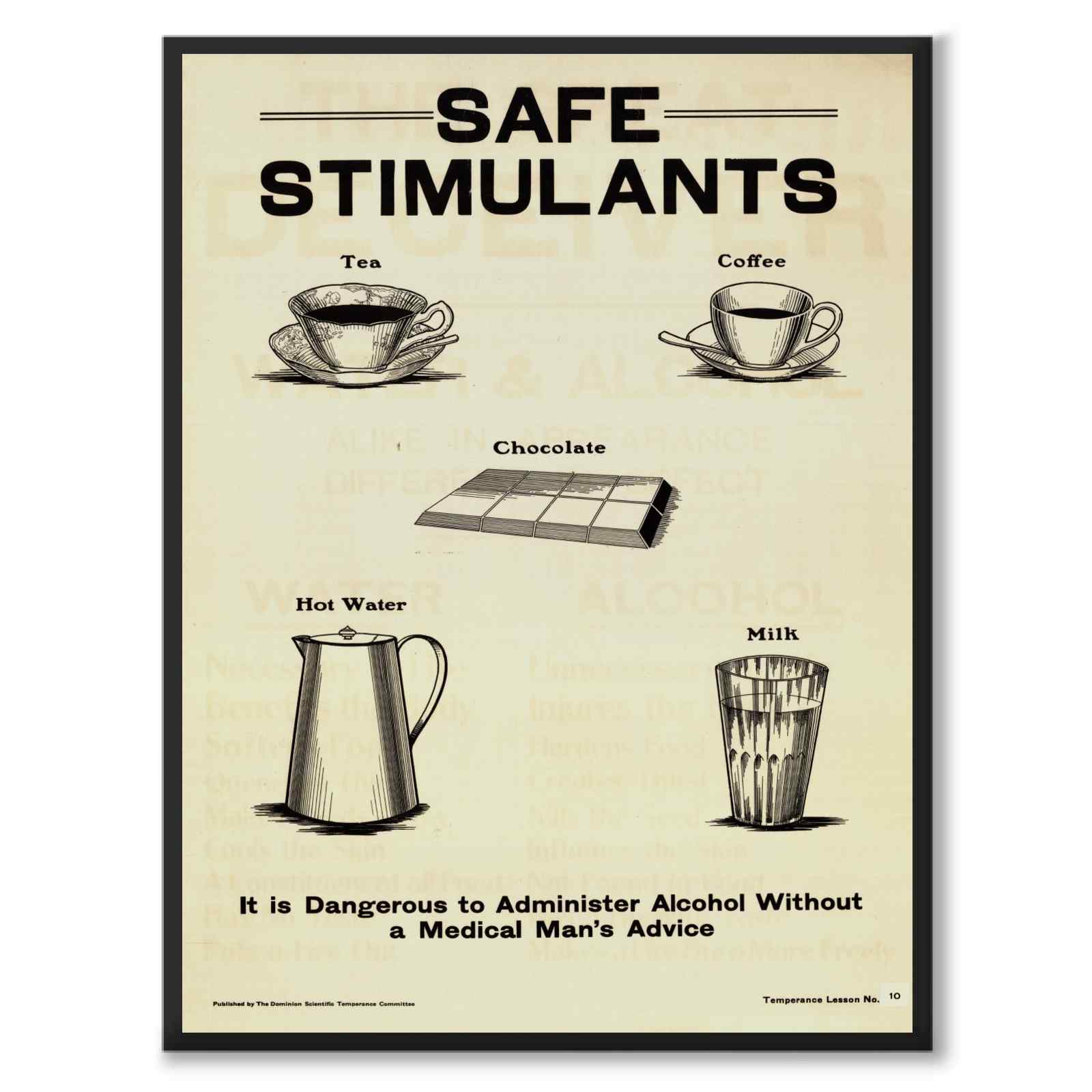 Safe Stimulants som vintageillustration och poster från Historly – helbild utan vit kant