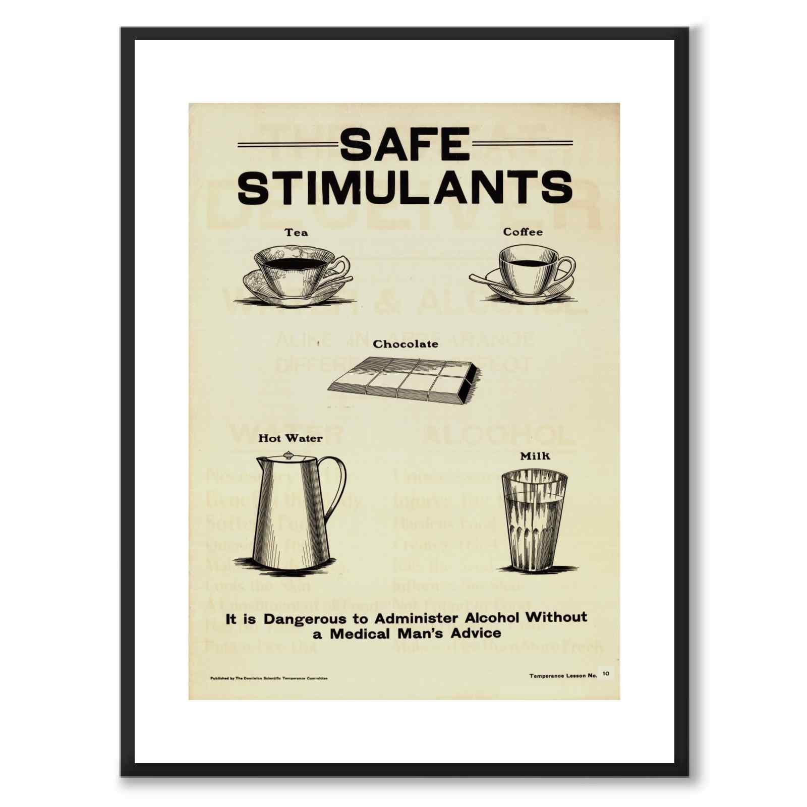 Safe Stimulants som vintageillustration och poster från Historly – med vit kant utan titel