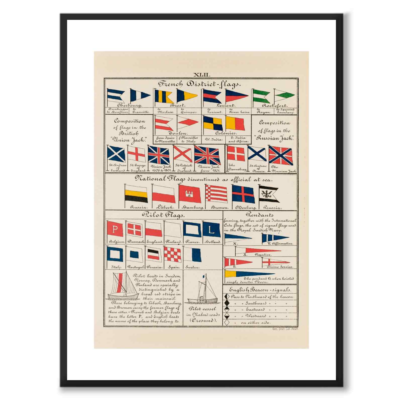Nautical som vintageillustration och poster från Historly – med vit kant utan titel
