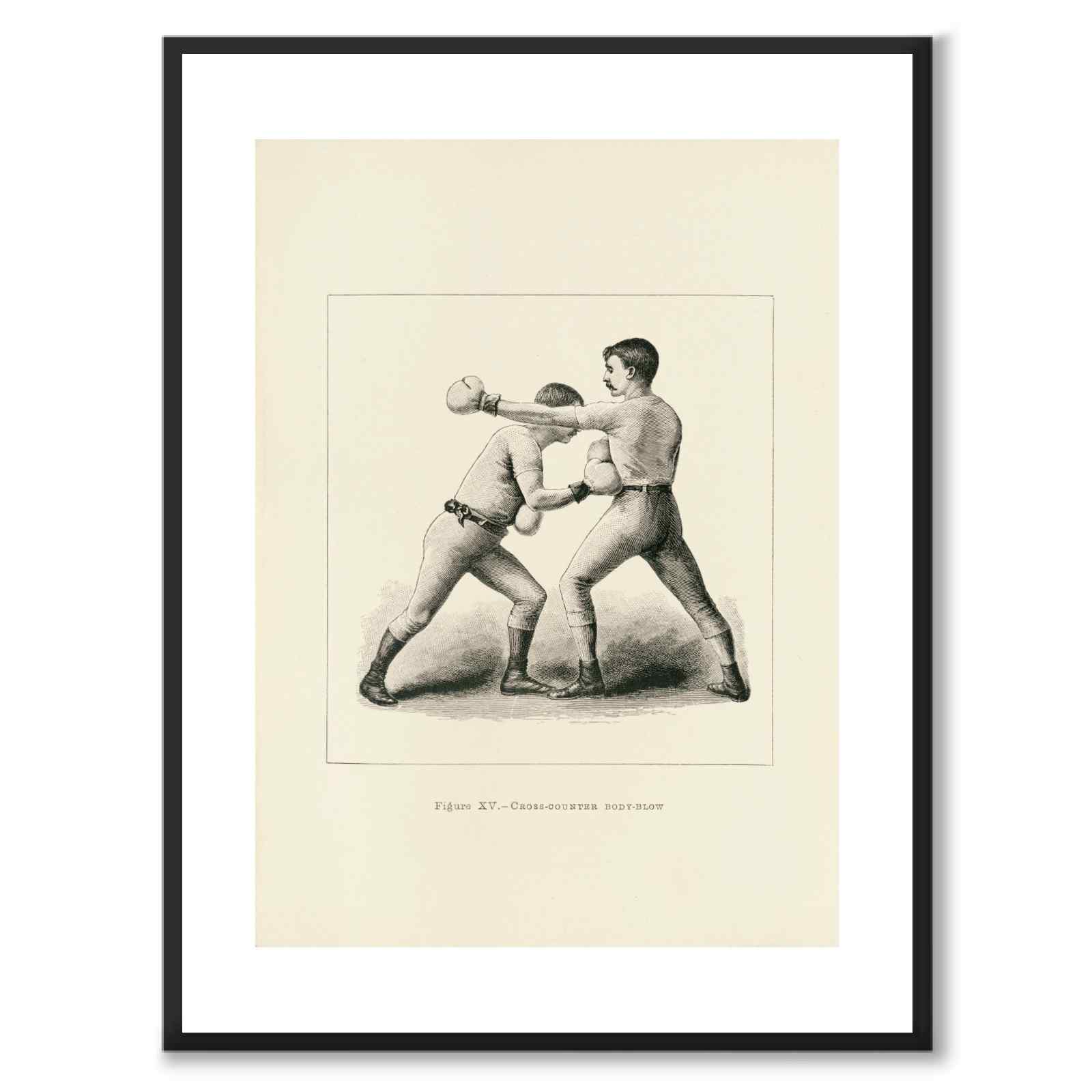 Boxing as a vintage illustration and poster from Historly – with white border without title