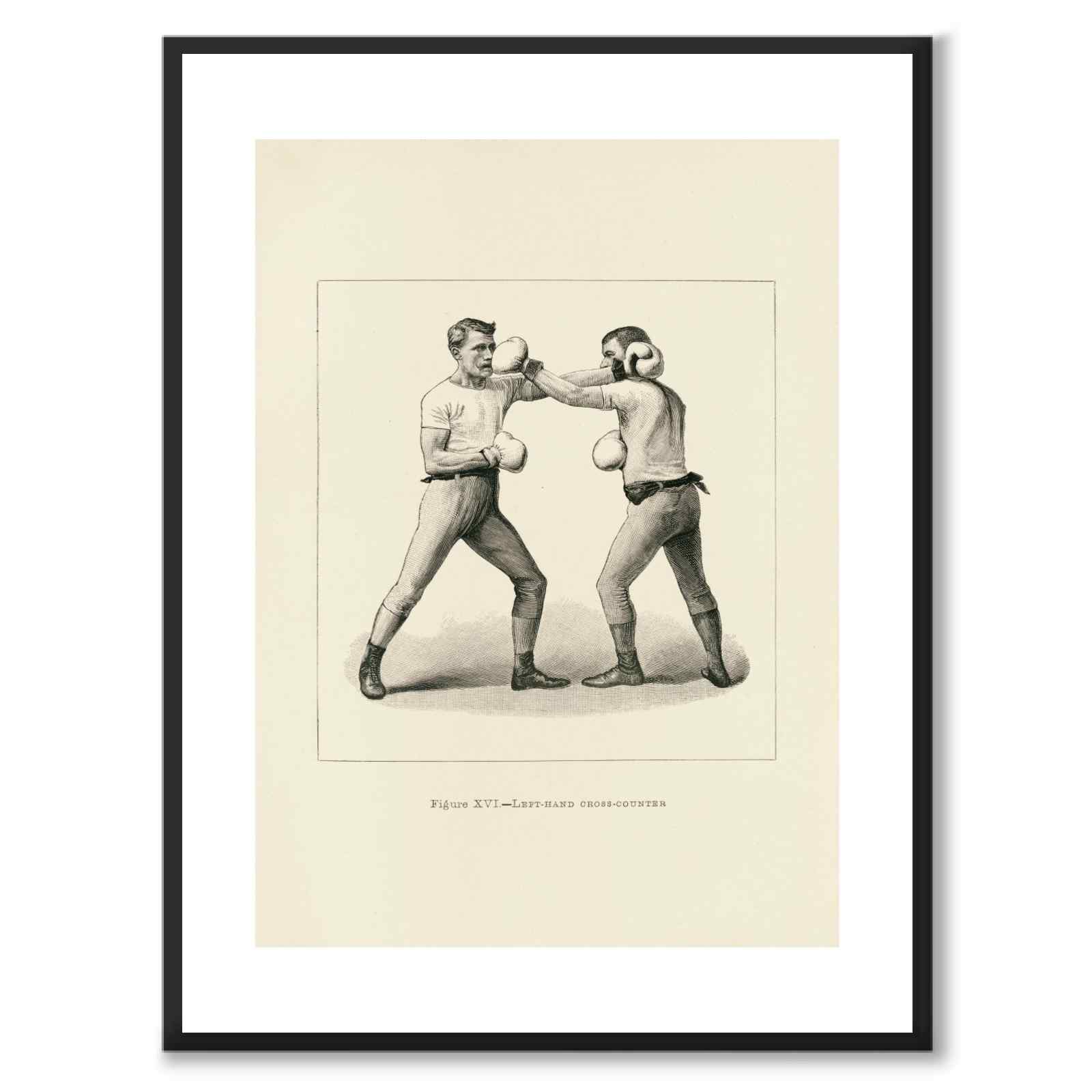 Boxing as a vintage illustration and poster from Historly – with white border without title