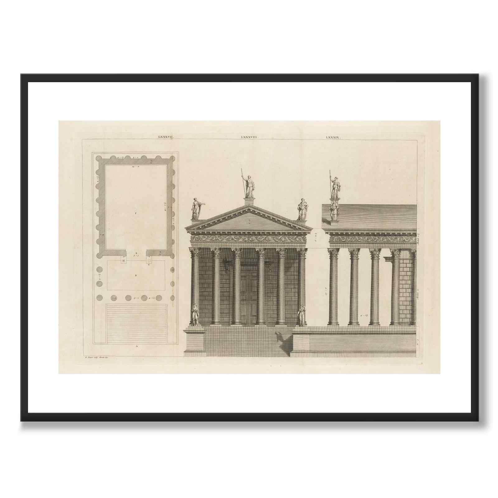 Palladio as a vintage illustration and poster from Historly – with white border without title