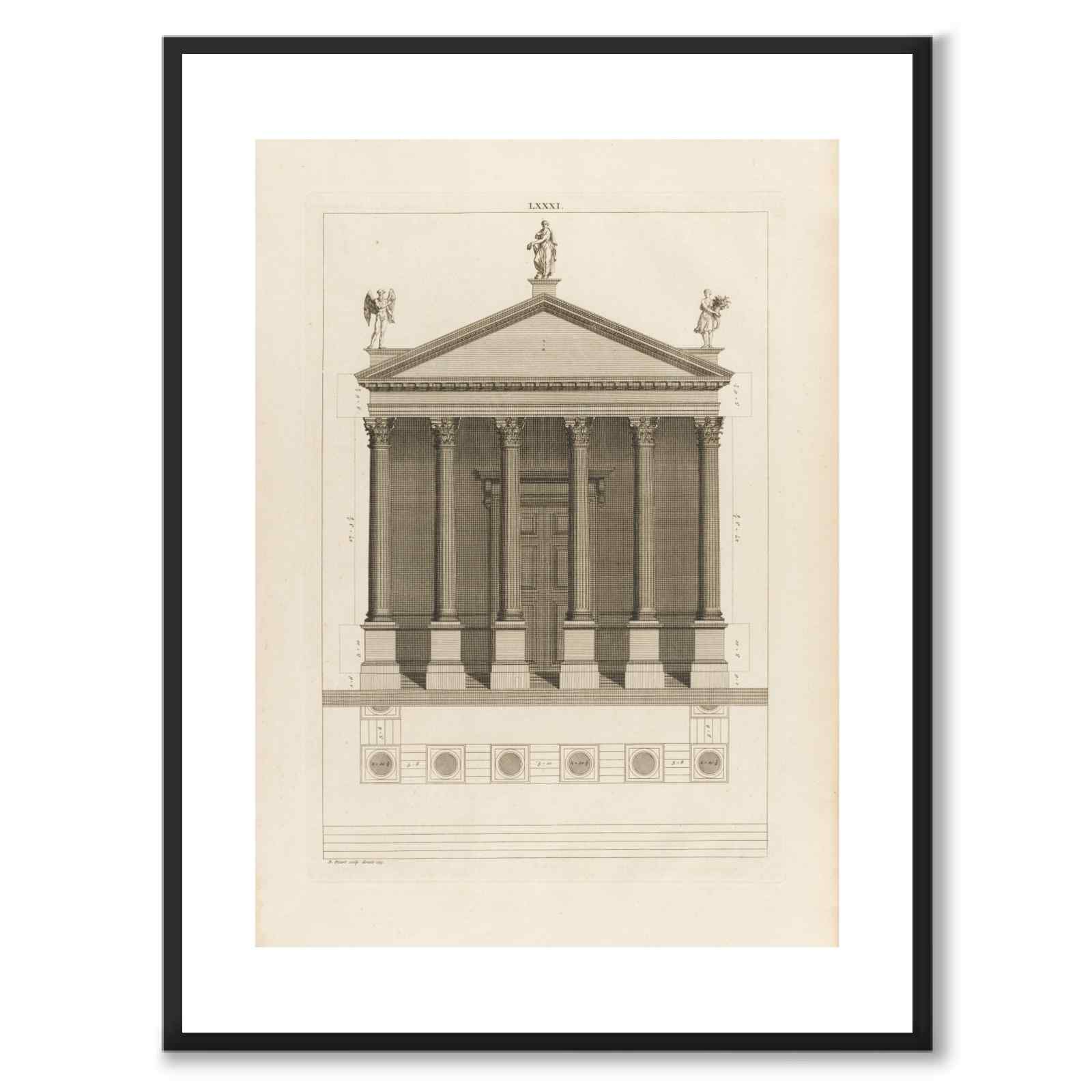 Palladio as a vintage illustration and poster from Historly – with white border without title