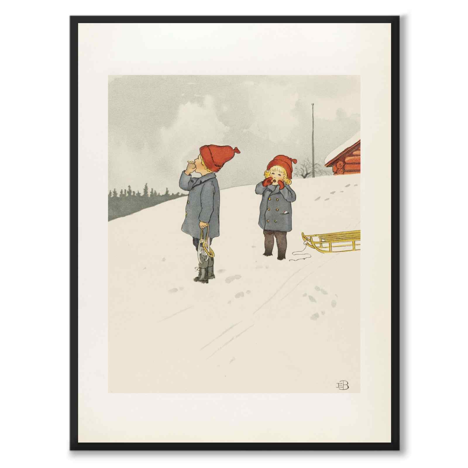 Olles Skidfärd som poster till barnrum från Historly – helbild utan vit kant