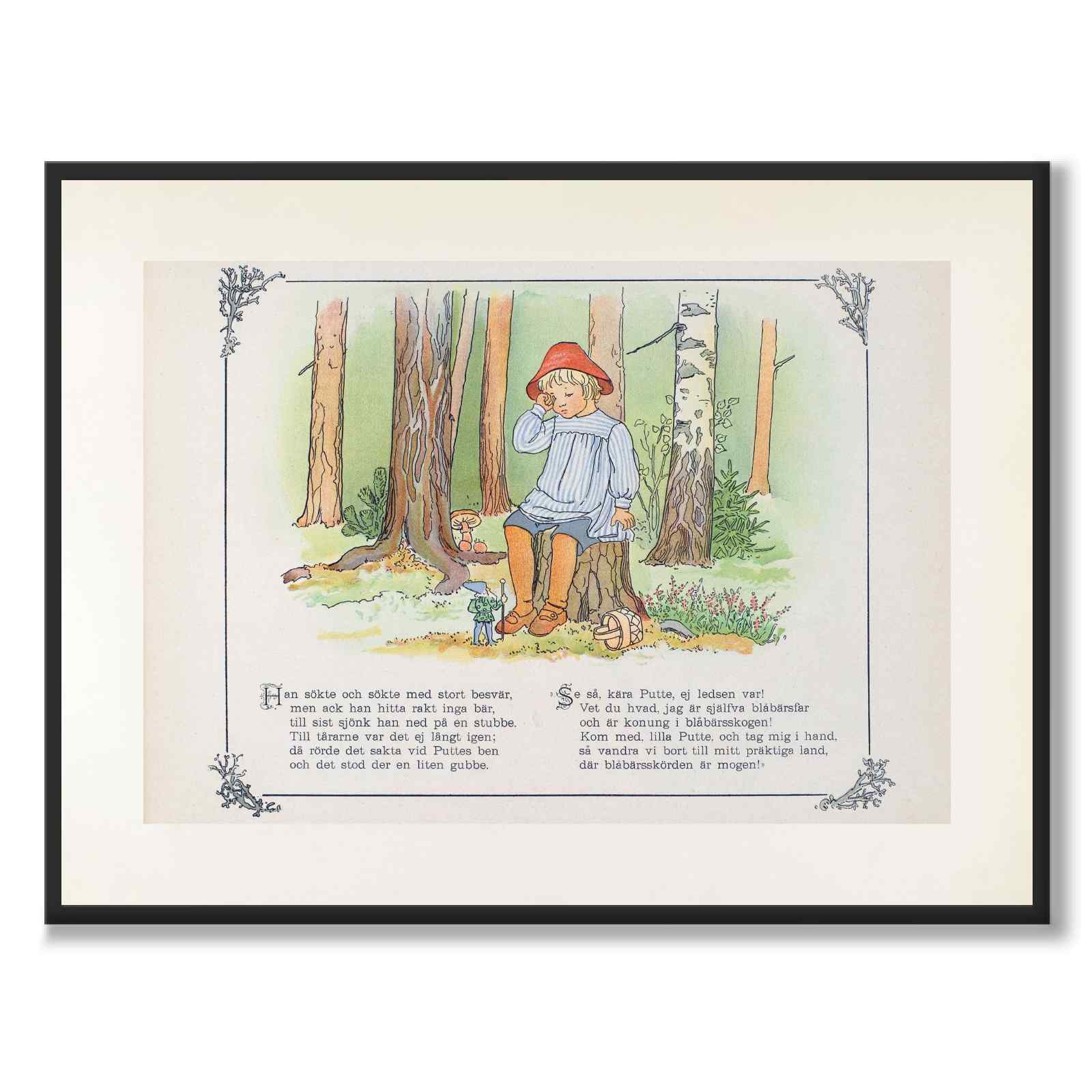 Putte's Adventures in the Blueberry Forest as a poster for a children's room from Historly – full image without white border
