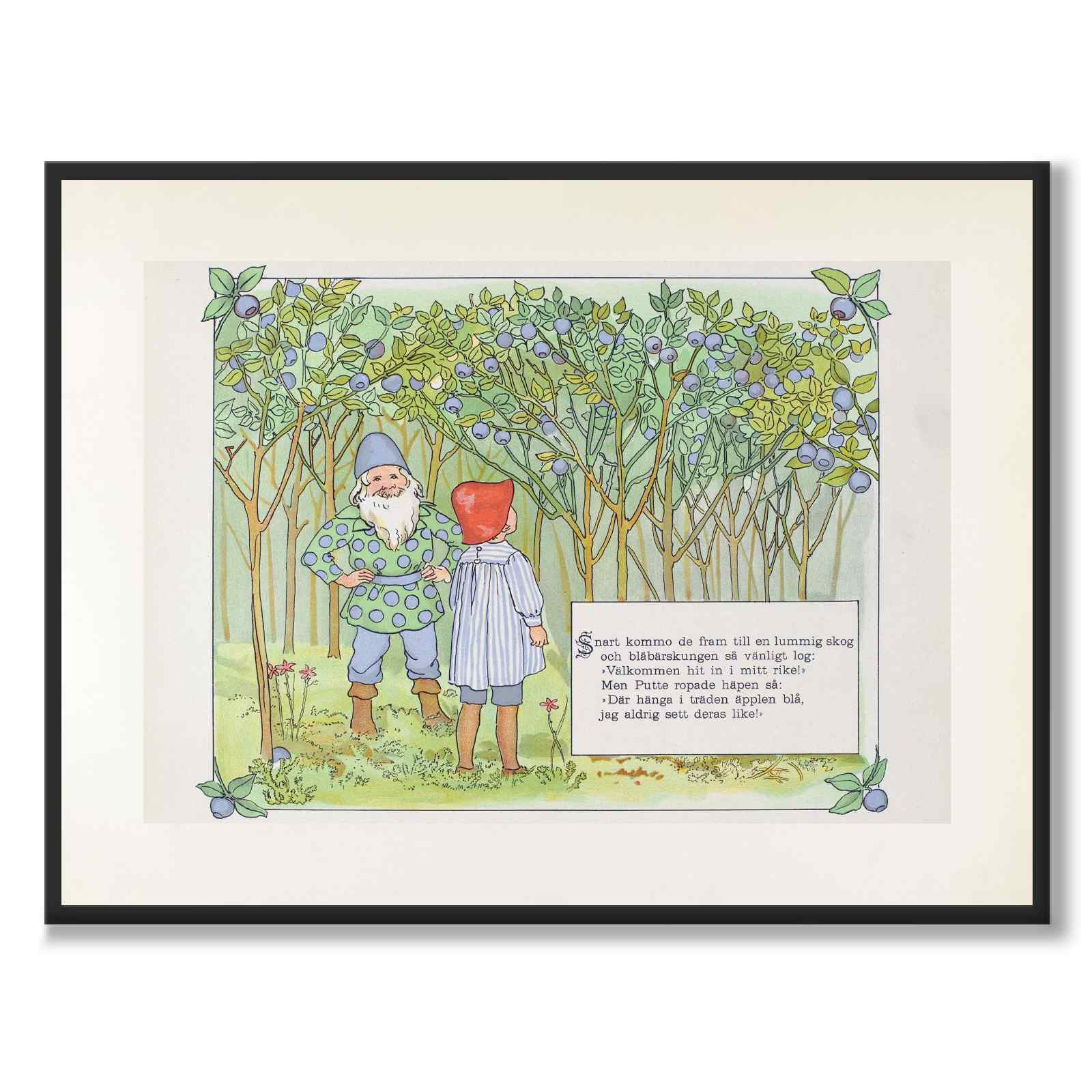 Putte's Adventures in Blueberry Forest as a poster for a children's room from Historly – full image without white border