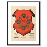 Närkes Landskapsvapen som vintageillustration och poster från Historly – med vit kant utan titel