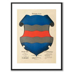 Medelpads Landskapsvapen som vintageillustration och poster från Historly – med vit kant utan titel