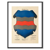 Medelpads Landskapsvapen som vintageillustration och poster från Historly – med vit kant utan titel