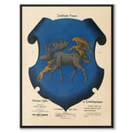 Jämtlands Landskapsvapen som vintageillustration och poster från Historly – helbild utan vit kant