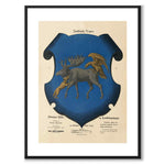 Jämtlands Landskapsvapen som vintageillustration och poster från Historly – med vit kant utan titel