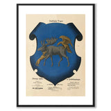 Jämtlands Landskapsvapen som vintageillustration och poster från Historly – med vit kant utan titel