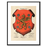 Östergötland’s provincial coat of arms as a vintage illustration and poster from Historly – with white border and without title
