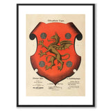 Östergötland’s provincial coat of arms as a vintage illustration and poster from Historly – with white border and without title