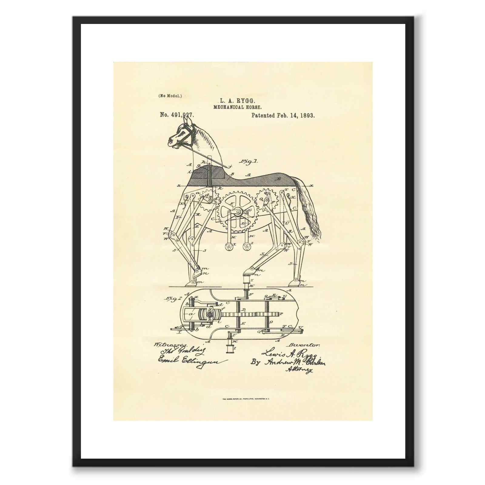 Mechanical Horse som vintageillustration och poster från Historly – med vit kant utan titel