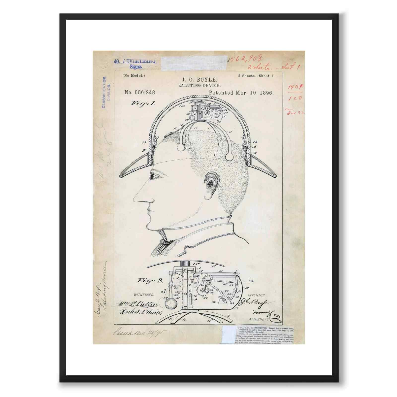 Saluting Device som vintageillustration och poster från Historly – med vit kant utan titel