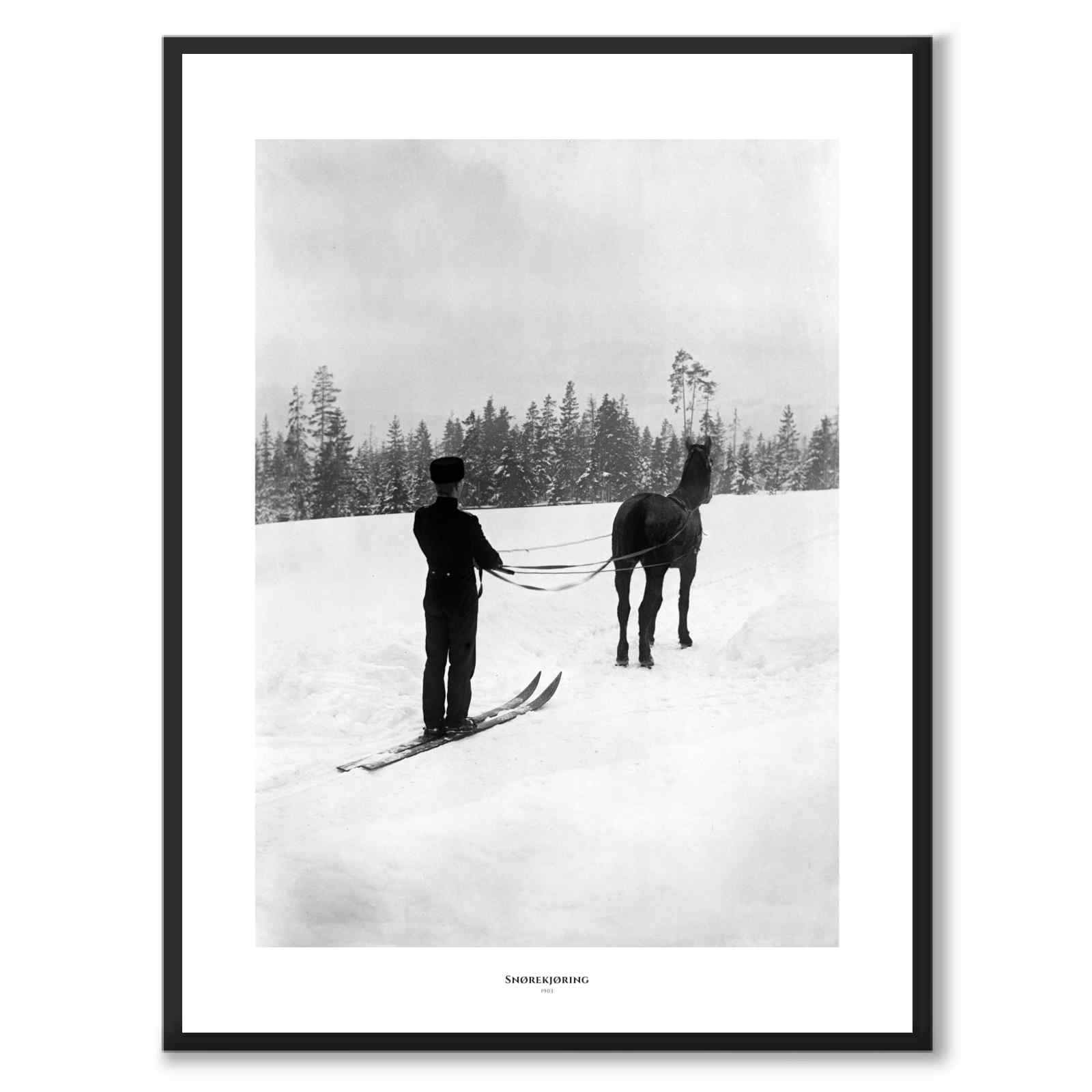Snørekjøring som historiskt fotografi och poster från Historly – med vit kant och titel