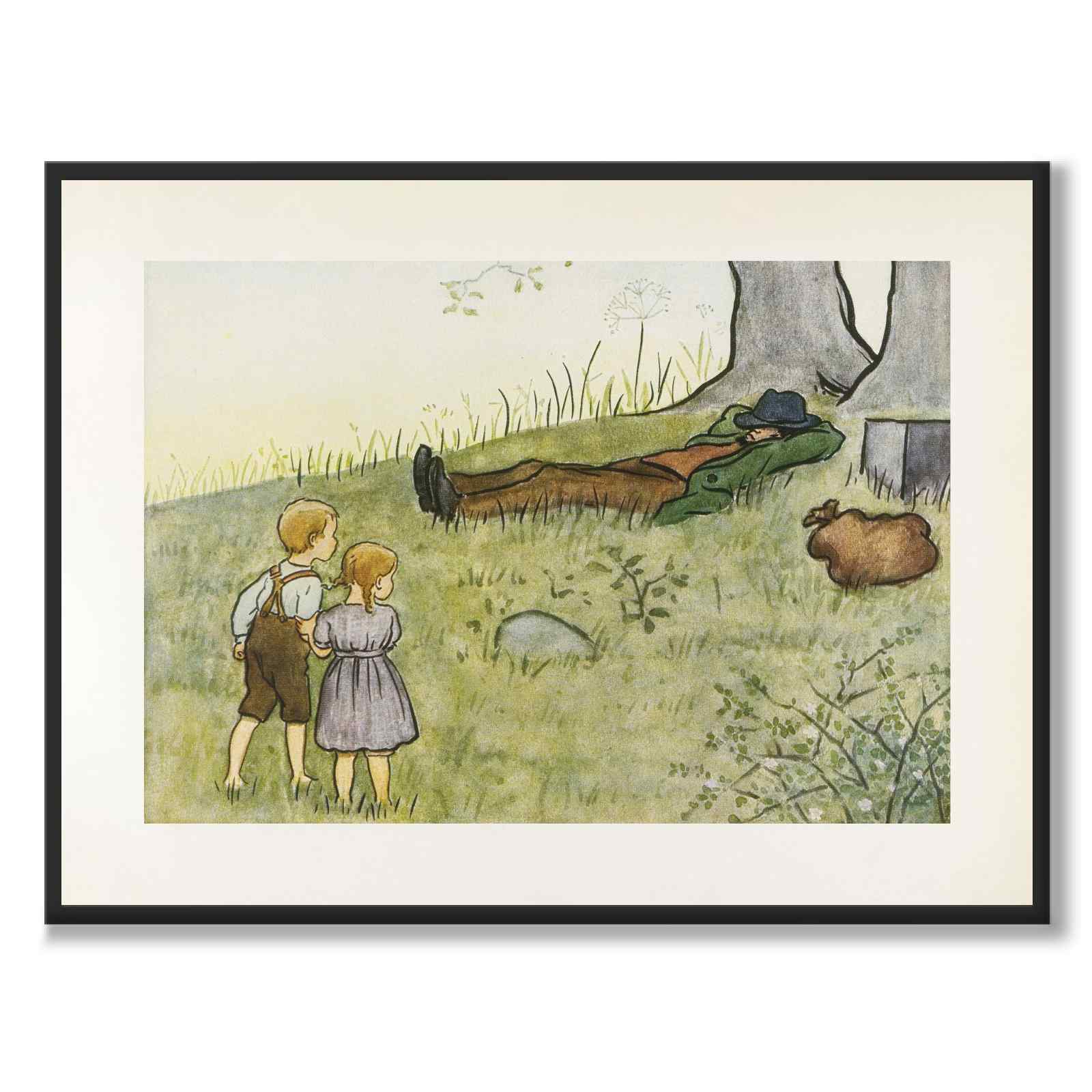 Tant Grön, Tant Brun och Tant Gredelin som poster till barnrum från Historly – helbild utan vit kant