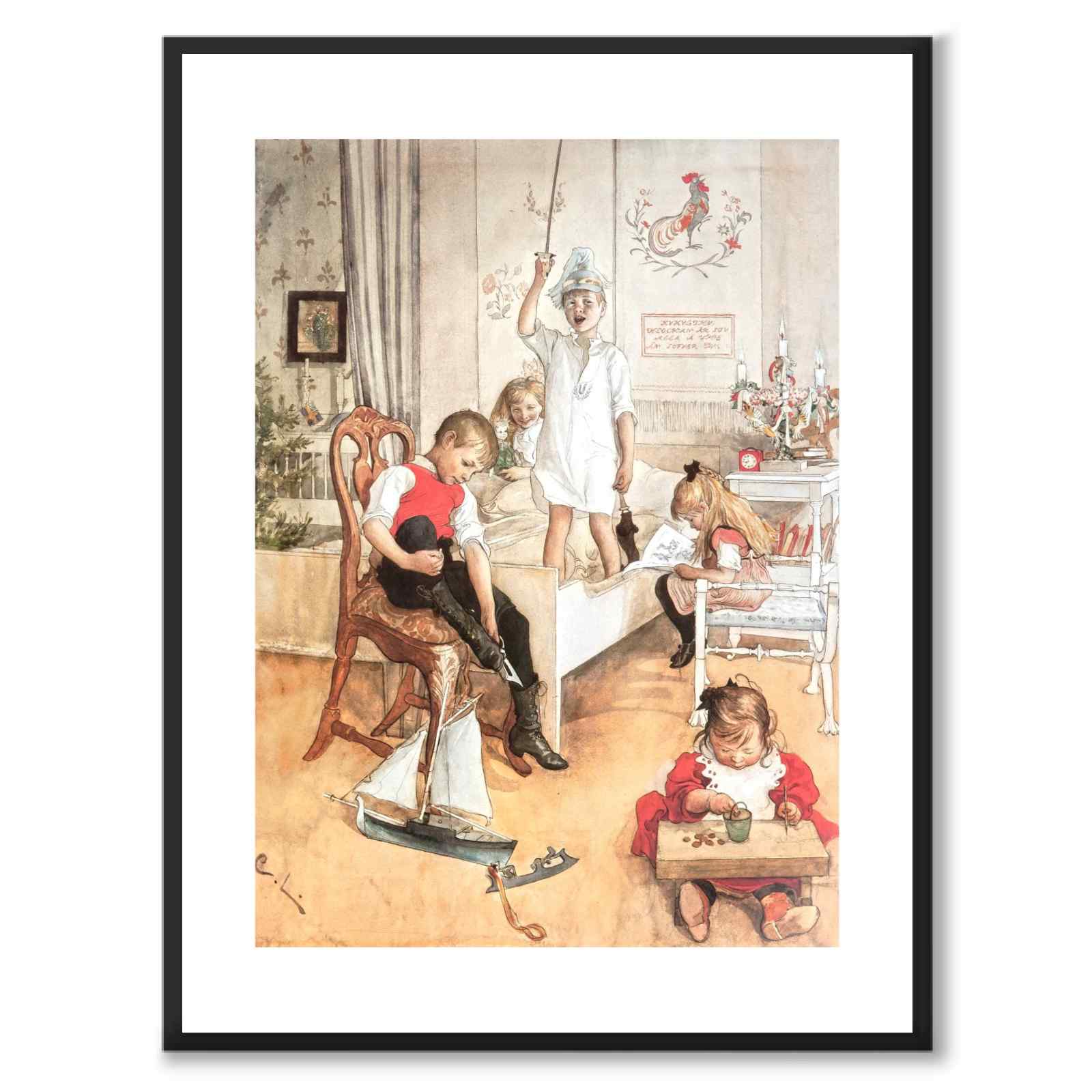 På Juldagsmorgon av Carl Larsson som konstposter från Historly – med vit kant utan titel