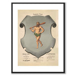 Lapplands Landskapsvapen som vintageillustration och poster från Historly – med vit kant utan titel