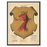 The Coat of Arms of Skåne as a vintage illustration and poster from Historly – full image without white border