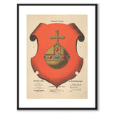 Upplands Landskapsvapen som vintageillustration och poster från Historly – med vit kant utan titel