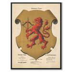 The coat of arms of Småland as a vintage illustration and poster from Historly – full image without white border