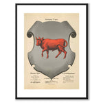 Dalslands Landskapsvapen som vintageillustration och poster från Historly – med vit kant utan titel