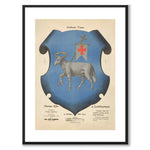 The Coat of Arms of Gotland as a vintage illustration and poster from Historly – with white border and without title