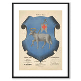 The Coat of Arms of Gotland as a vintage illustration and poster from Historly – with white border and without title