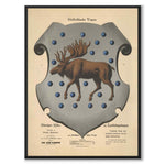 The Coat of Arms of Gästrikland as a vintage illustration and poster from Historly – full image without white border
