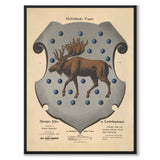 The Coat of Arms of Gästrikland as a vintage illustration and poster from Historly – full image without white border