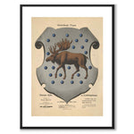 The Coat of Arms of Gästrikland as a vintage illustration and poster from Historly – with white border without title
