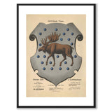 The Coat of Arms of Gästrikland as a vintage illustration and poster from Historly – with white border without title
