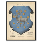 The Coat of Arms of Västerbotten as a vintage illustration and poster from Historly – full image without white border